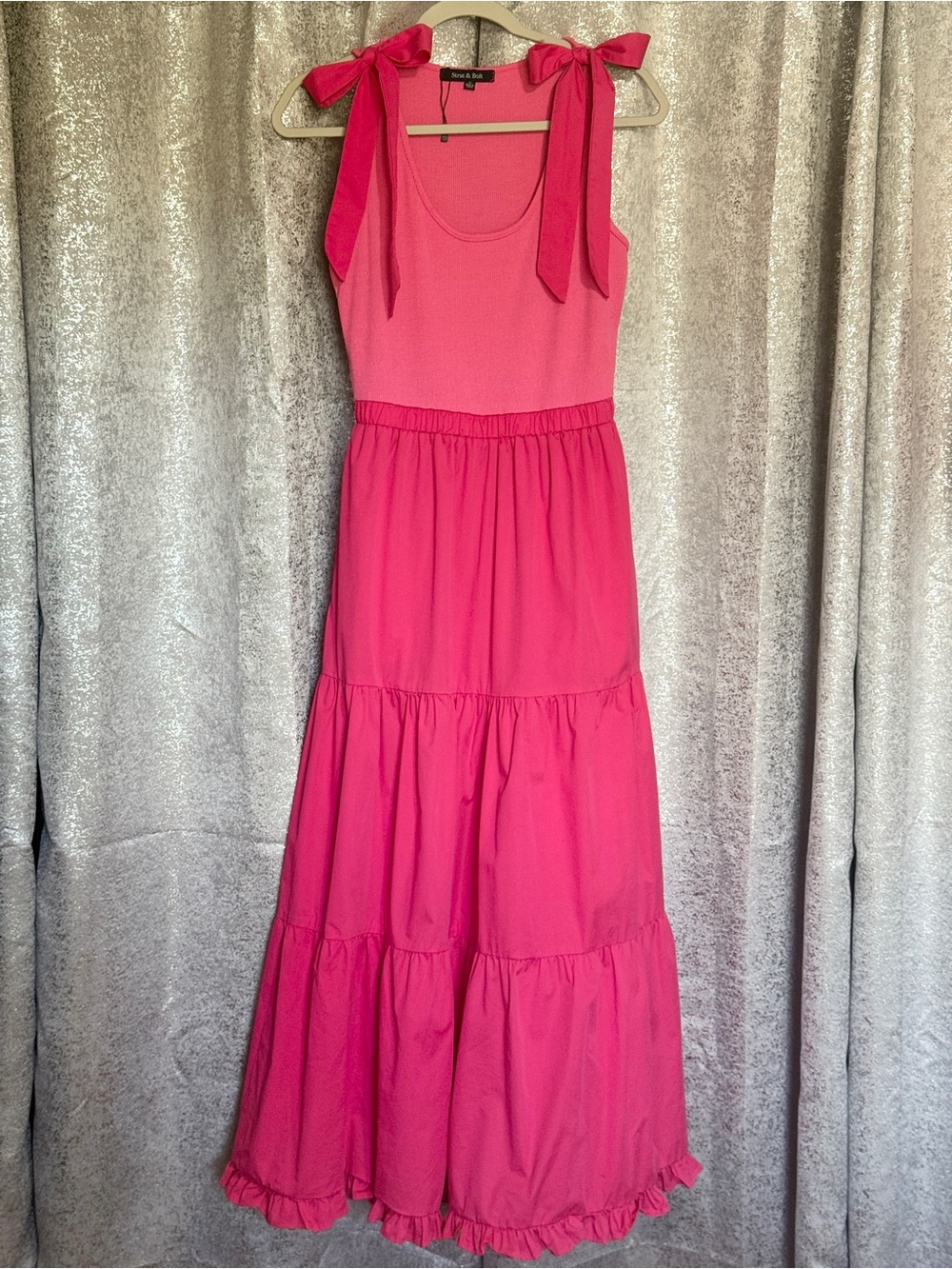 Sleeveless Tie-Shoulder Fuchsia Maxi Dress